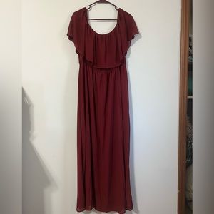 Burgundy dress with slit